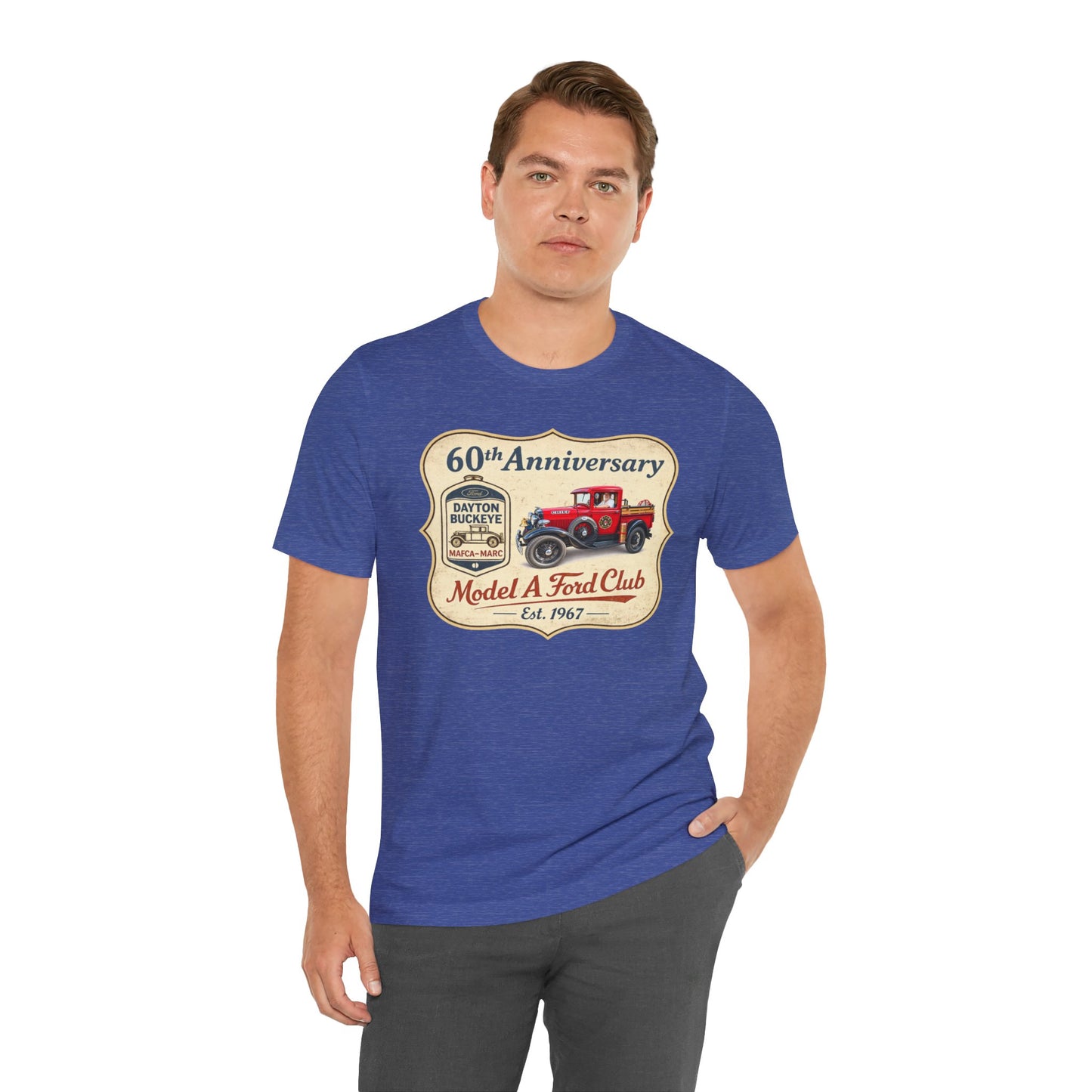 Dayton Buckeye Model A Ford Club 60th Anniversary Tee (LTG) - Vintage Red Fire Truck Tee
