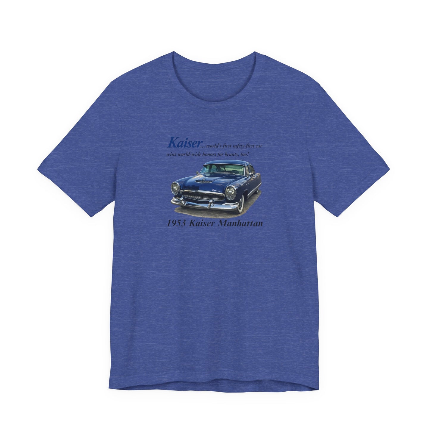 1953 Kaiser Manhattan Classic Car Tee — Vintage Blue Automobile Graphic T-Shirt