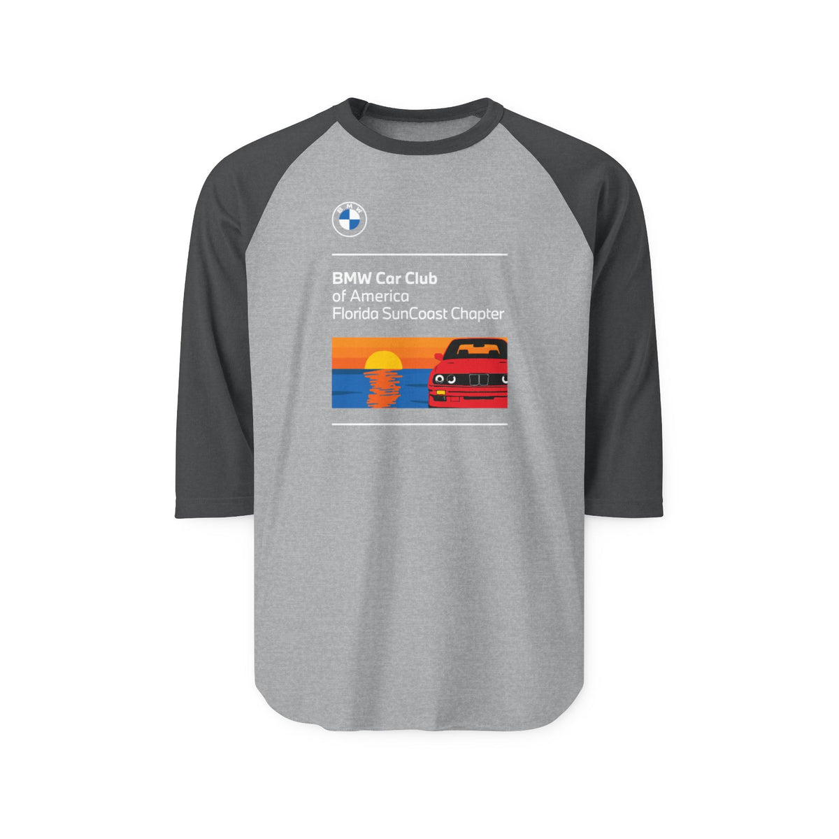 BMW Car Club of America Florida SunCoast Chapter Unisex Three-Quarter Sleeve Raglan Shirt
