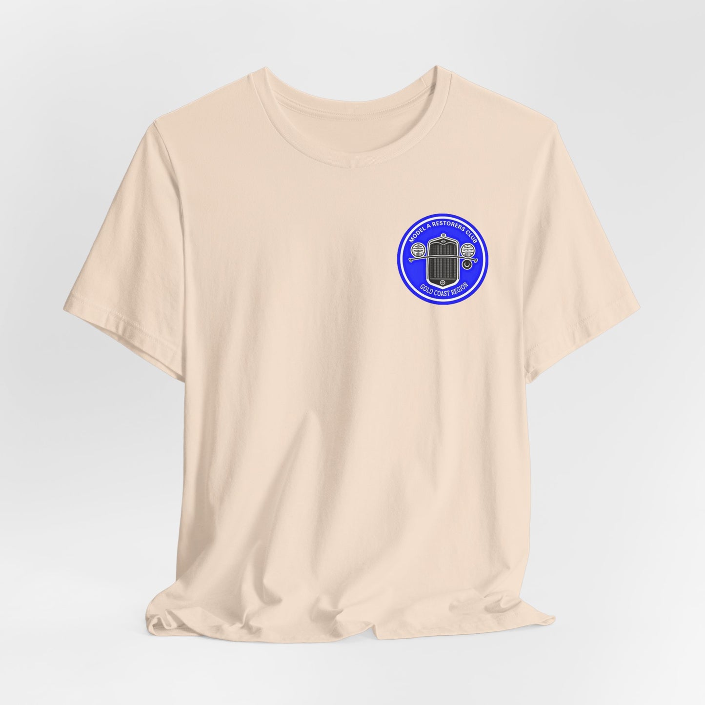 Gold Coast Region Model A Restorers Club T‑Shirt (small logo on front & large logo on back)