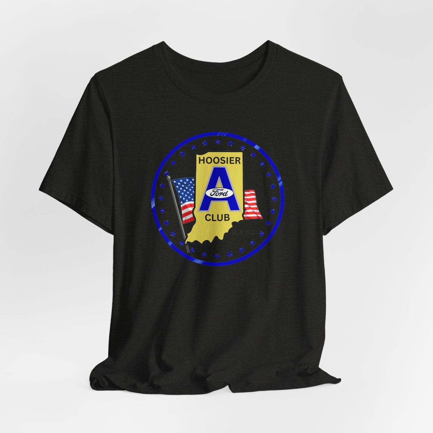 Hoosier A Ford Club T-Shirt — Indiana Flag Patch with American Flags