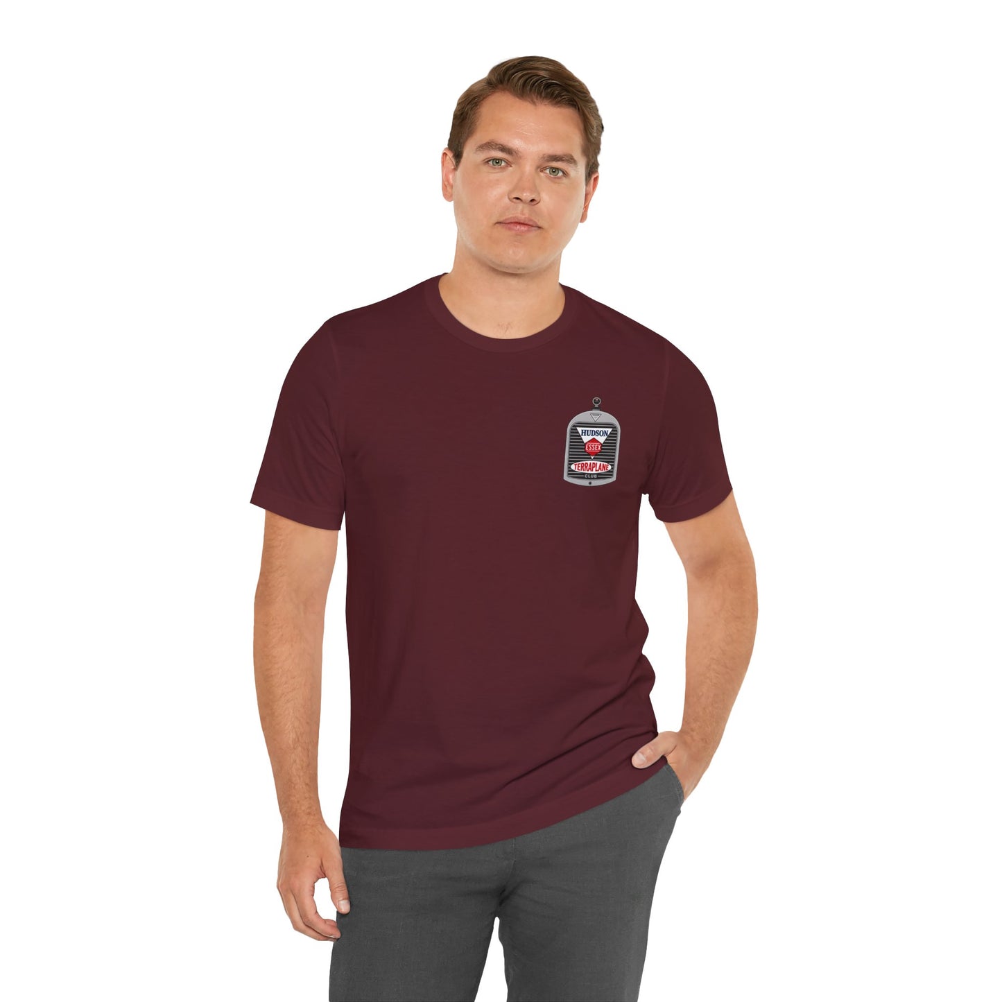 Hudson Essex Terraplane Club Small Chest Logo — Unisex Jersey Short Sleeve Tee