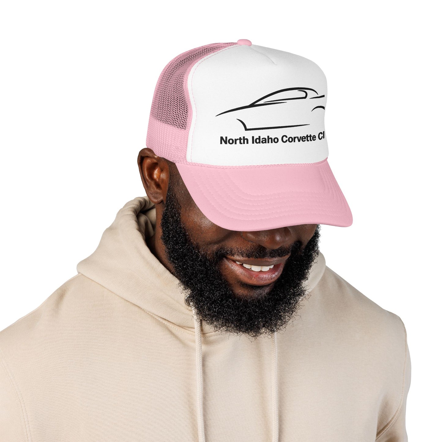 North Idaho Corvette Club Printed Trucker Hat – Classic Car Outline Foam Cap