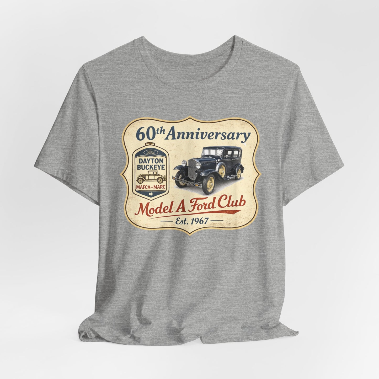 Dayton Buckeye Model A Ford Club 60th Anniversary Tee (LTG) - Unisex Jersey Short Sleeve Tee