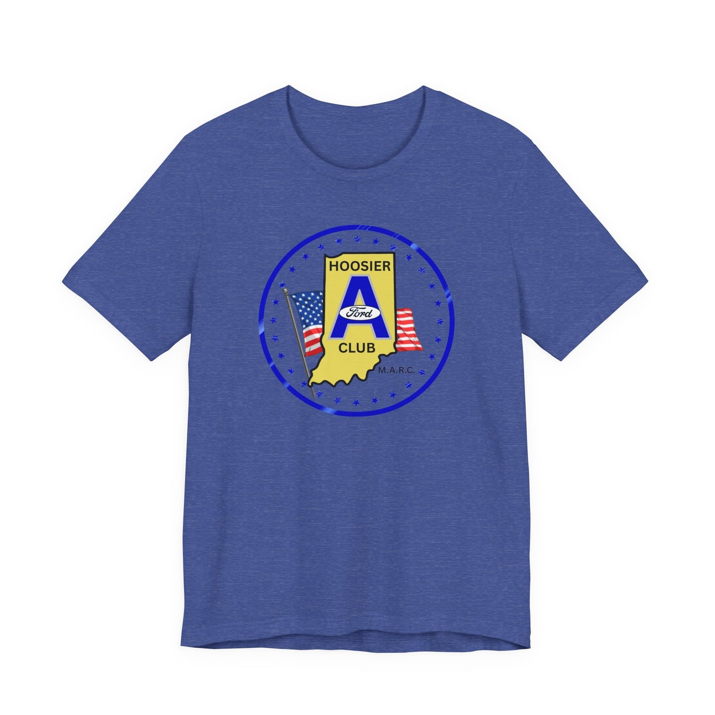 Hoosier A Ford Club T-Shirt — Indiana Flag Patch with American Flags