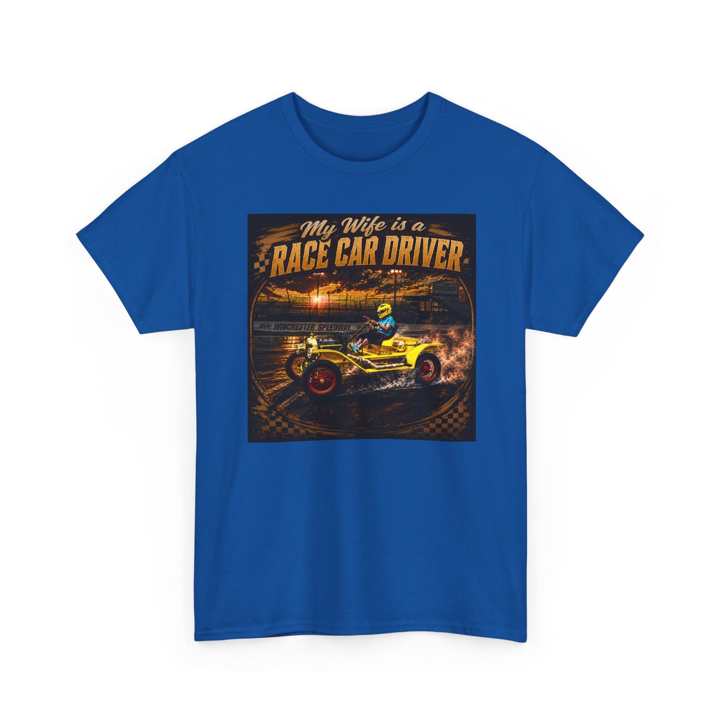 Race Car Driver Queen T-Shirt — "My Wife Is a Race Car Driver" Vintage Racing Tee