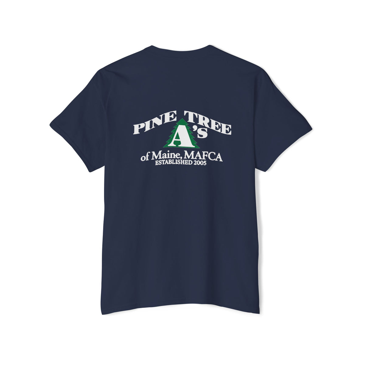 Pine Tree A's of Maine, MAFCA Front and Back Logos — Unisex Heavy Cotton Pocket Tee