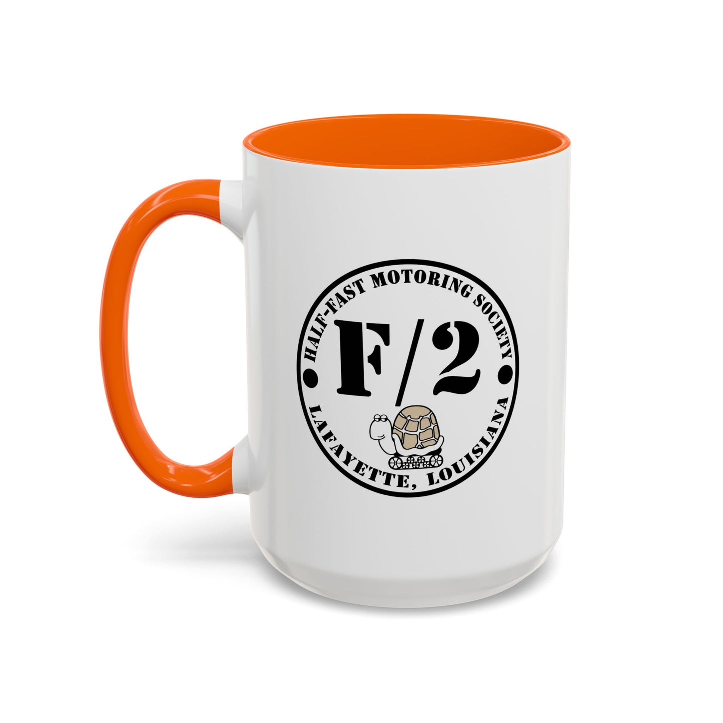 F/2 Half-Fast Motoring Society Accent Coffee Mug — Lafayette, Louisiana Emblem (11/15oz)
