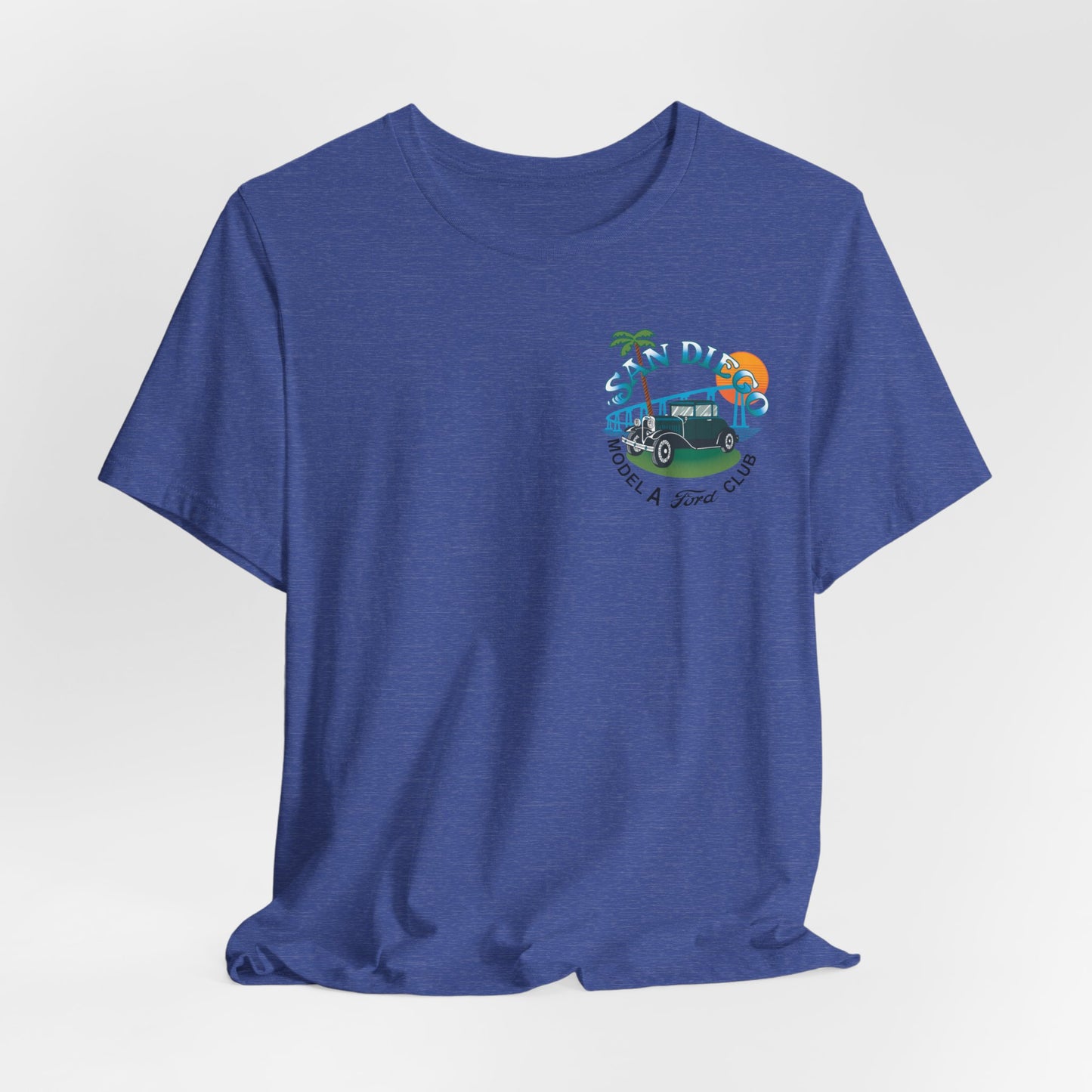 San Diego Model A Ford Club Tee — Small Logo on Chest and Large Logo on Back