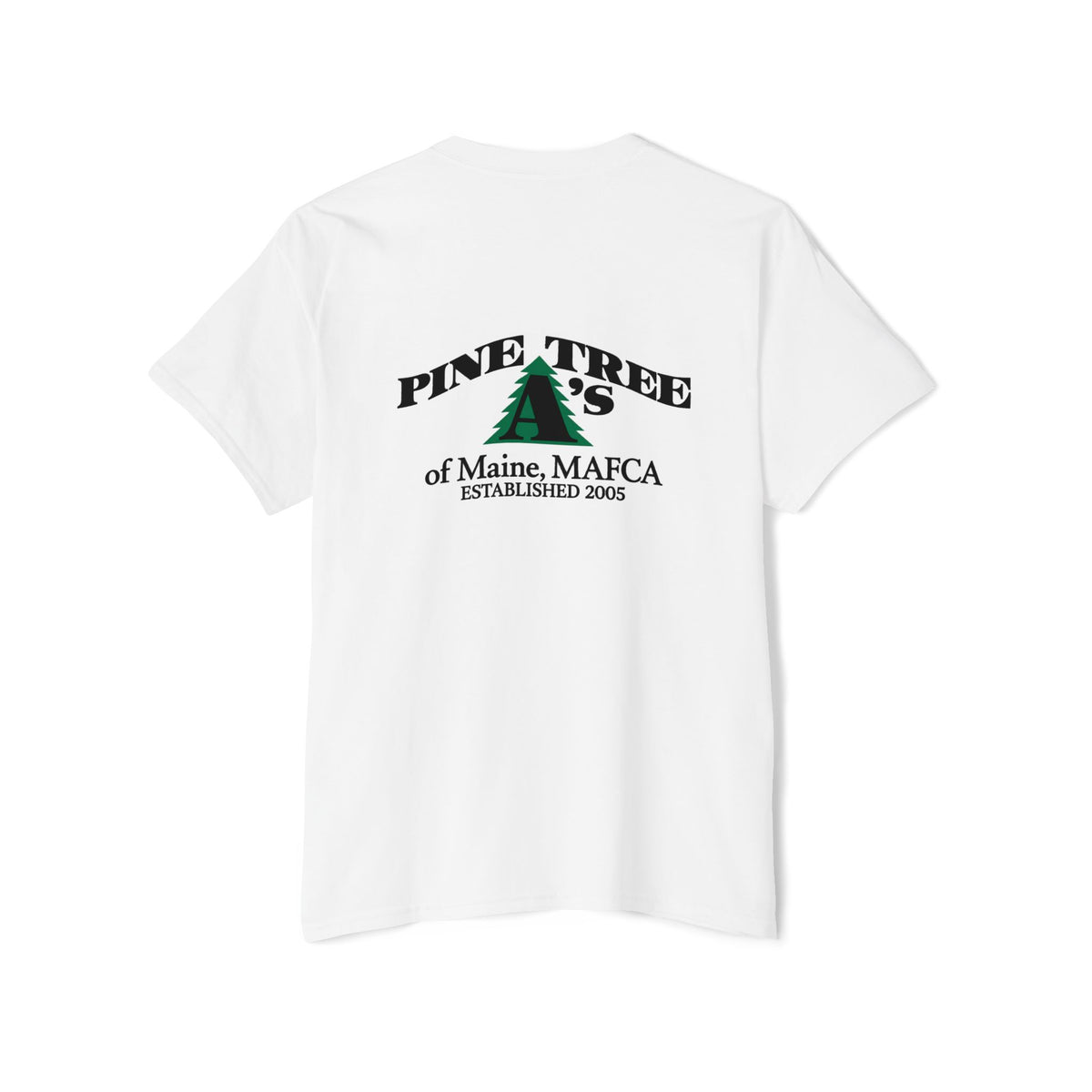 Pine Tree A's of Maine, MAFCA Front and Back Logos — Unisex Heavy Cotton Pocket Tee