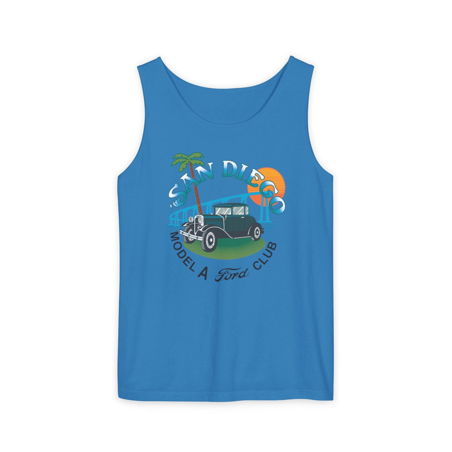 San Diego Model A Ford Club Tank Top — Unisex Garment-Dyed Tank Top