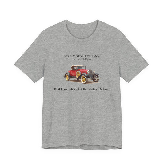 1931 Ford Model A Roadster Deluxe Tee – Classic Automotive Graphic Shirt