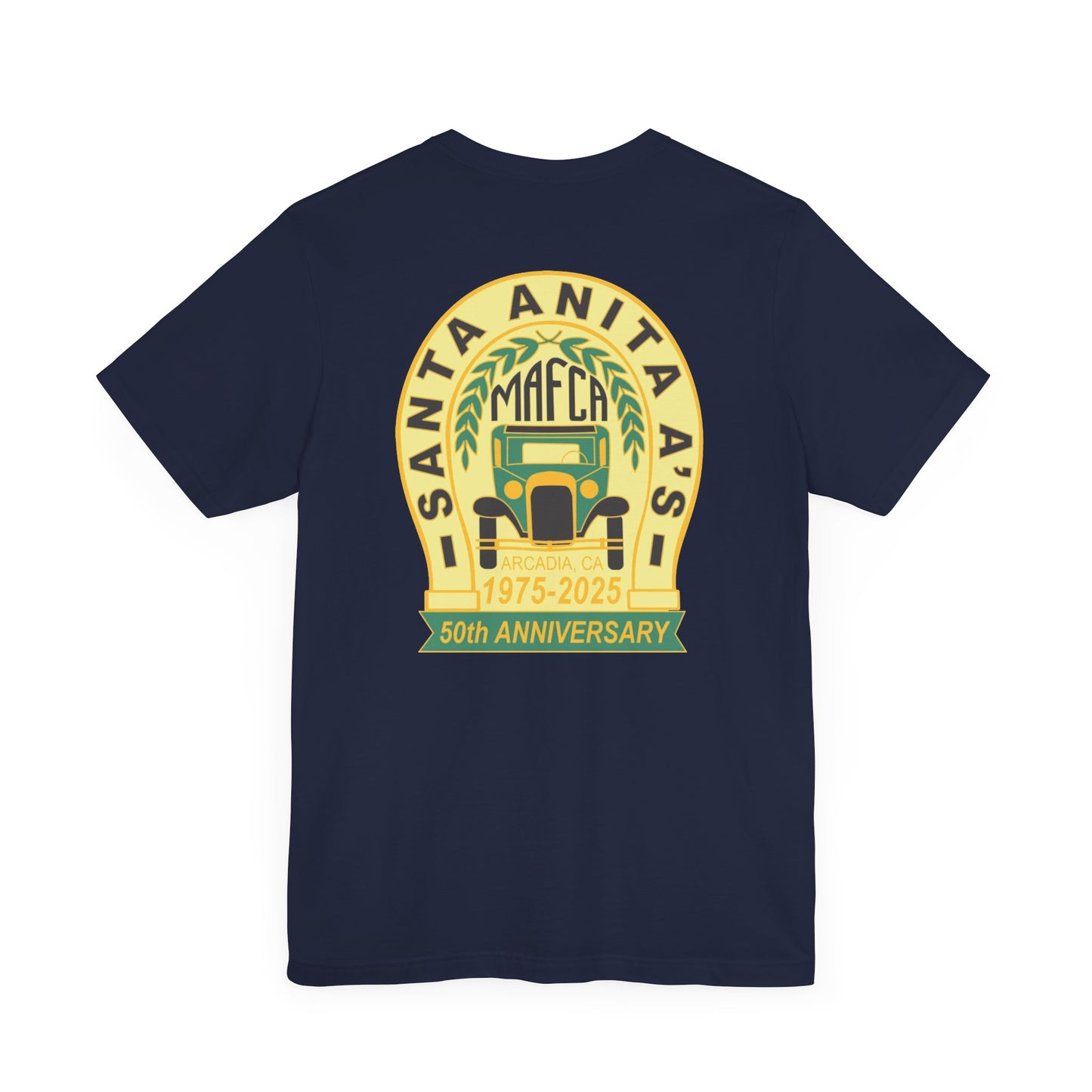 Santa Anita A's MAFCA 50th Anniversary Unisex Tee (front and back logos) - Celebrate with Style