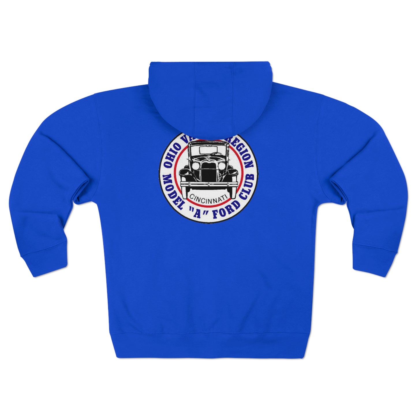 Ohio Valley Region Model A Ford Club (front and back logo) Unisex Zip Hoodie