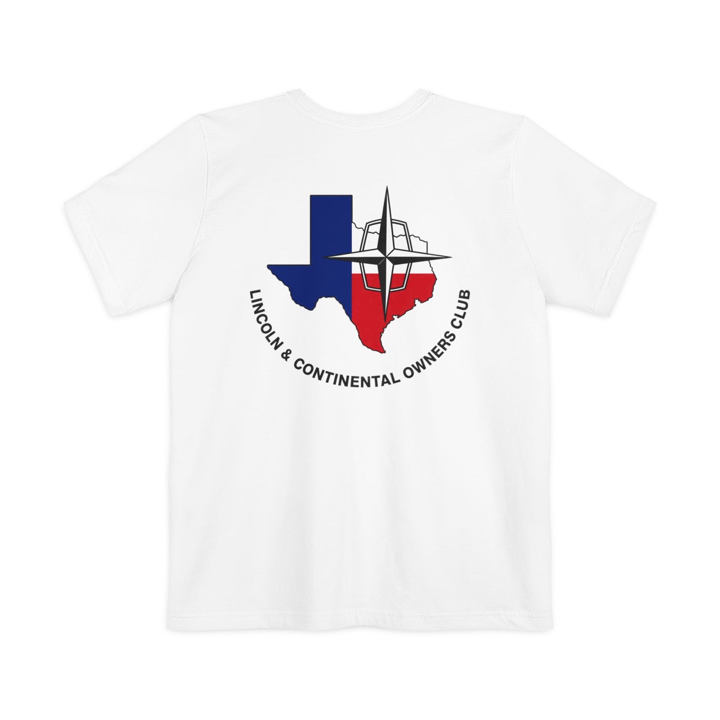 Lincoln & Continental Owners Club - Texas Gulf Coast Region Pocket T-Shirt - Front & Back Logos