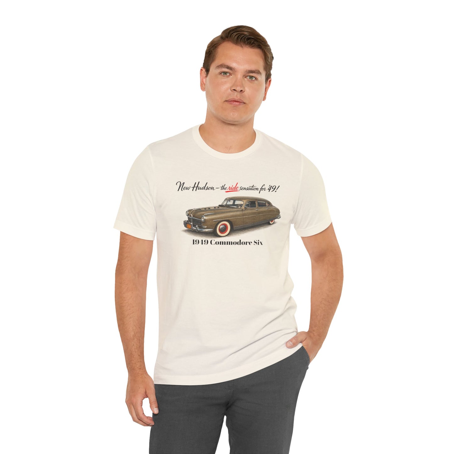 1949 Hudson Commodore Six Vintage Car T-Shirt — Unisex Jersey Short Sleeve Tee (DT)