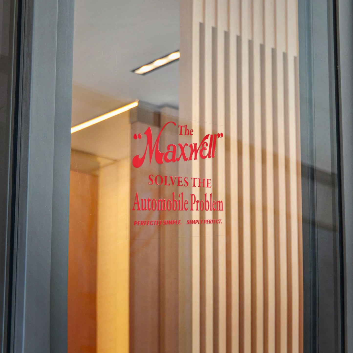 "The Maxwell" Solves the Automobile Problem — Die-Cut Sticker (Vintage Red Graphic)