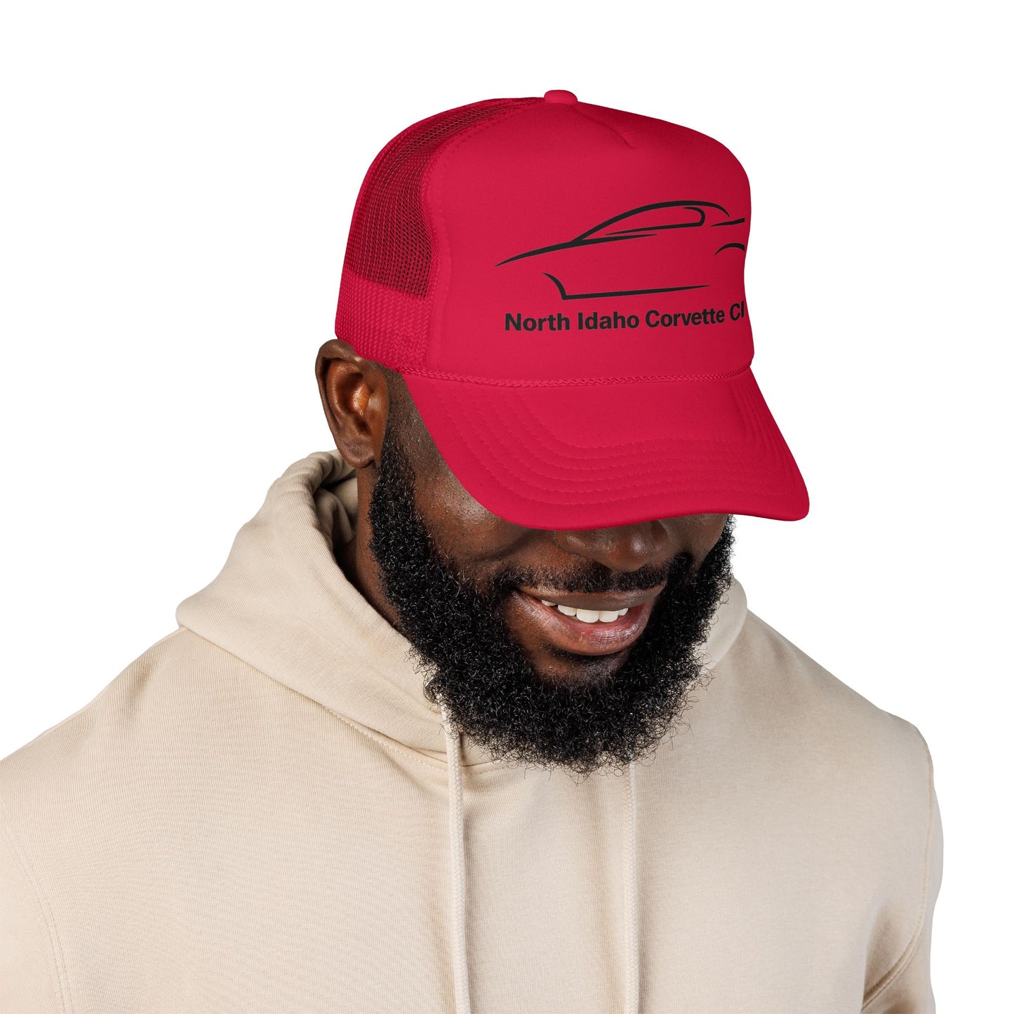 North Idaho Corvette Club Printed Trucker Hat – Classic Car Outline Foam Cap