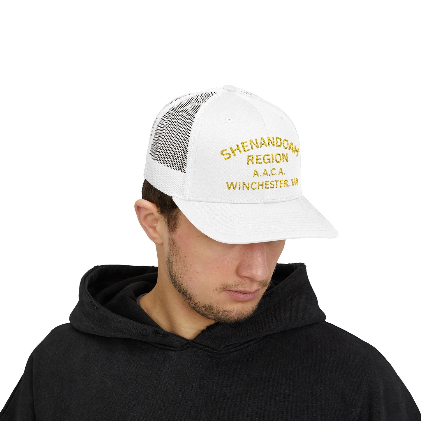 Shenandoah Region Embroidered Trucker Cap — "Shenandoah Region A.A.C.A. Winchester, VA" Mesh Snapback