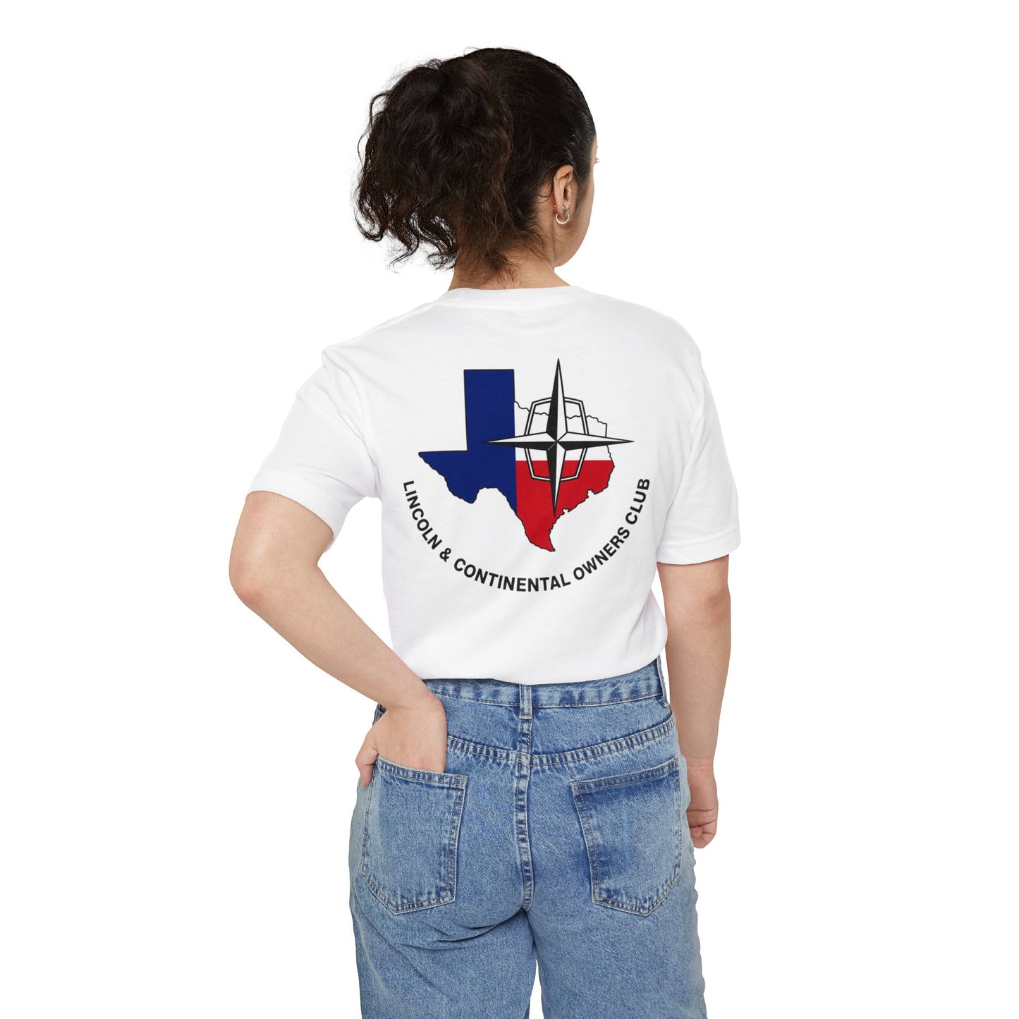 Lincoln & Continental Owners Club - Texas Gulf Coast Region Pocket T-Shirt - Front & Back Logos