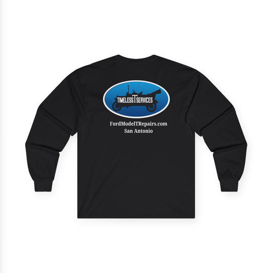 Timeless T Services Unisex Long Sleeve Tee - Ford Model T Repairs - Black