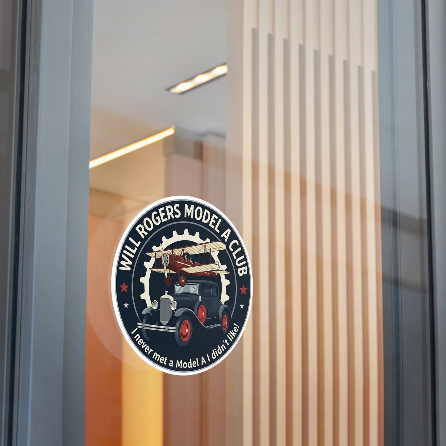 Will Rogers Model A Club Round Vinyl Sticker — Great for your Model A windshield!