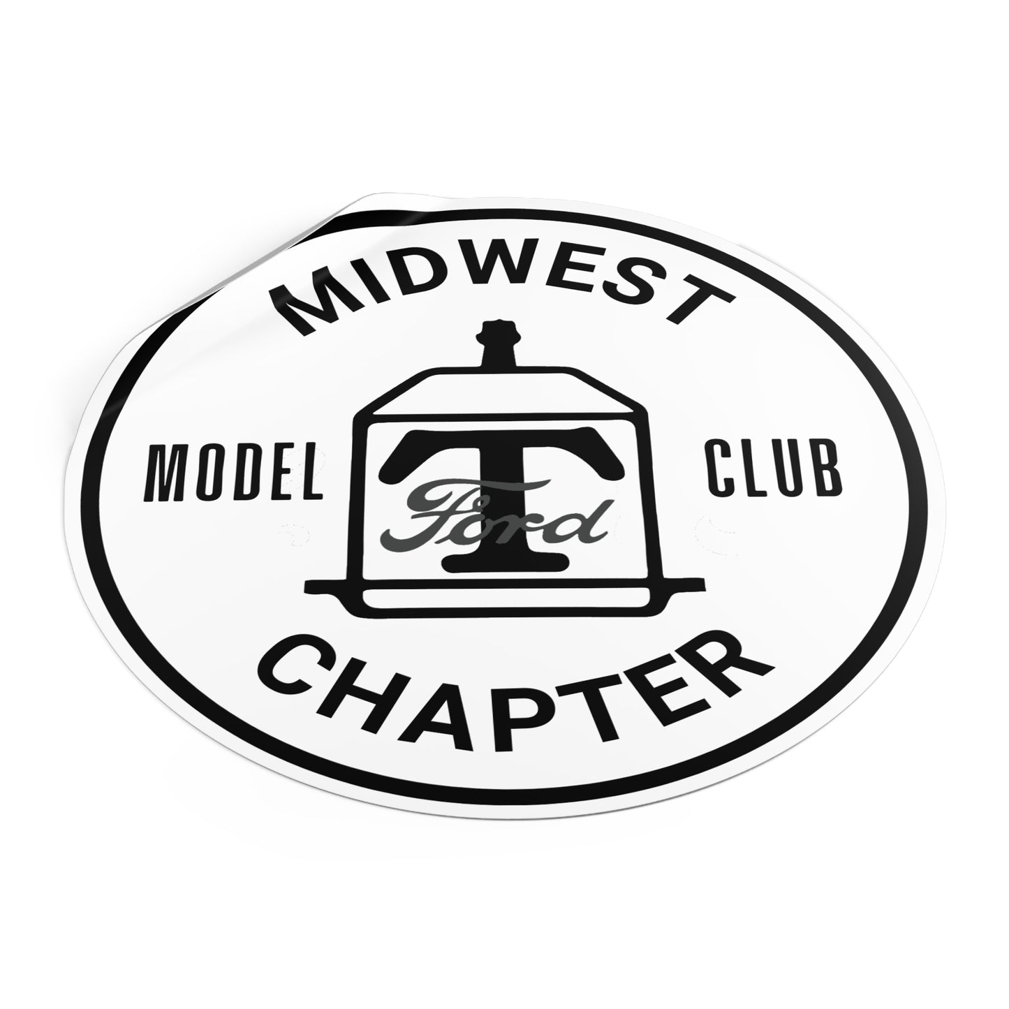 Midwest Chapter - The Model T Ford Club Round Vinyl Sticker — Vintage Car Decal
