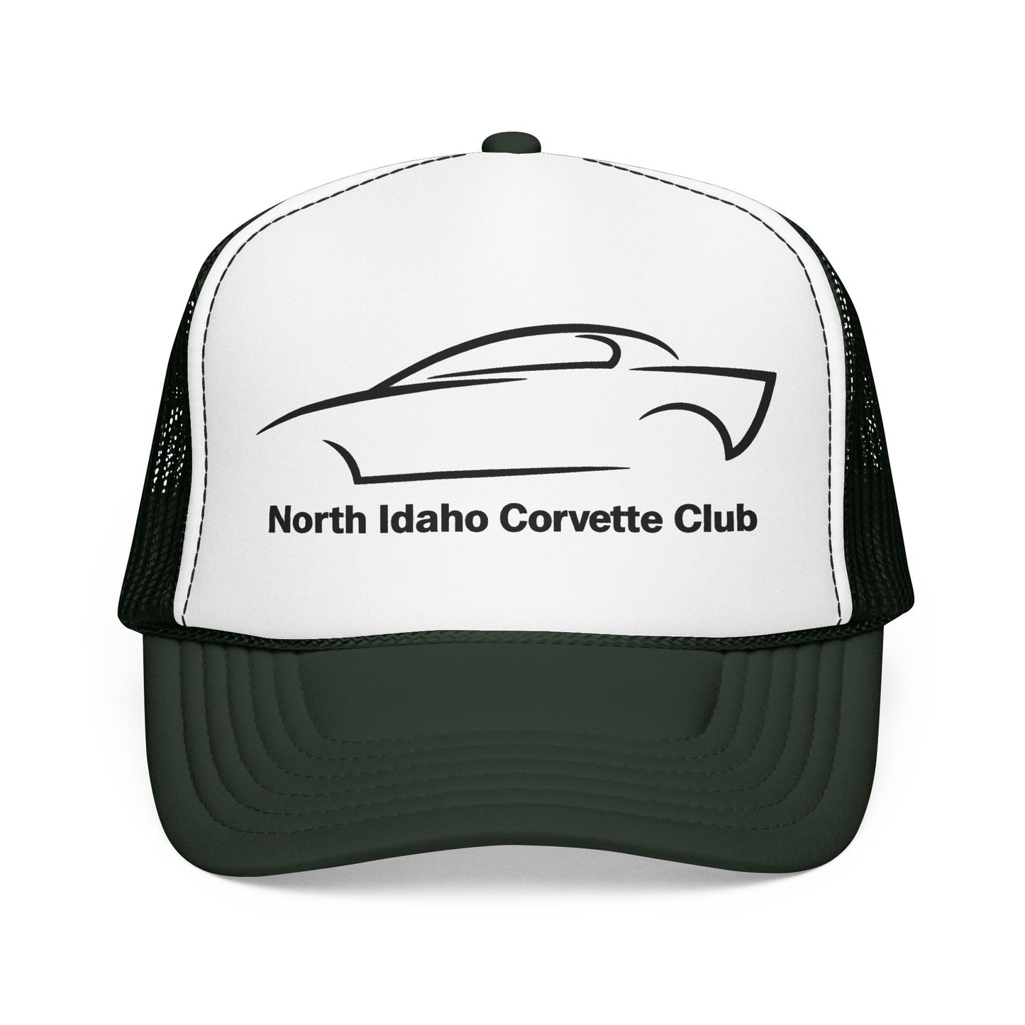 North Idaho Corvette Club Printed Trucker Hat – Classic Car Outline Foam Cap