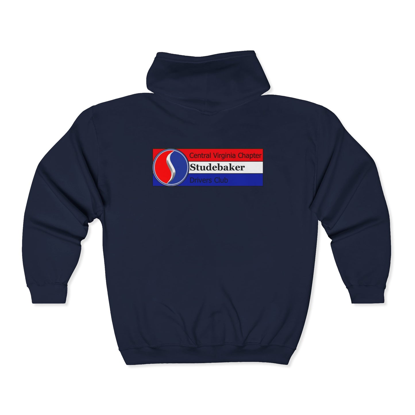 Central Virginia Chapter Studebaker Drivers Club Printed Zip Hoodie — Logo on Front and Back