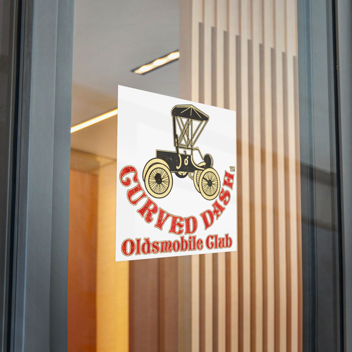 Curved Dash Oldsmobile Club Sticker White Background — Large Stickers that are Great for Trailers!