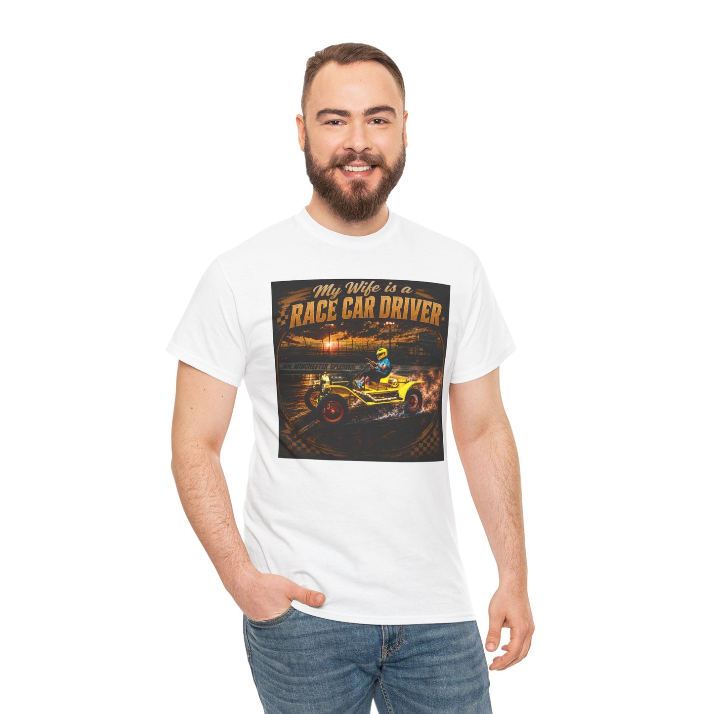 Race Car Driver Queen T-Shirt — "My Wife Is a Race Car Driver" Vintage Racing Tee
