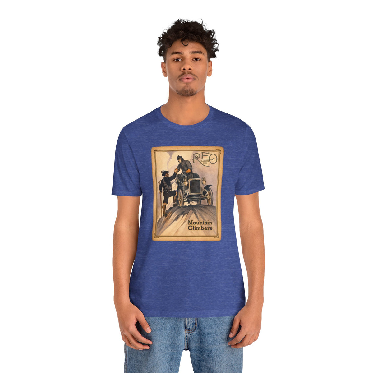 REO Lansing Michigan Mountain Climbers T-Shirt - Unisex Soft Short Sleeve Tee
