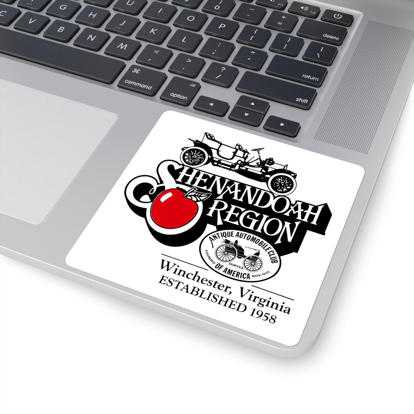 Shenandoah Region AACA Club White Sticker - Winchester VA Vintage Car Logo