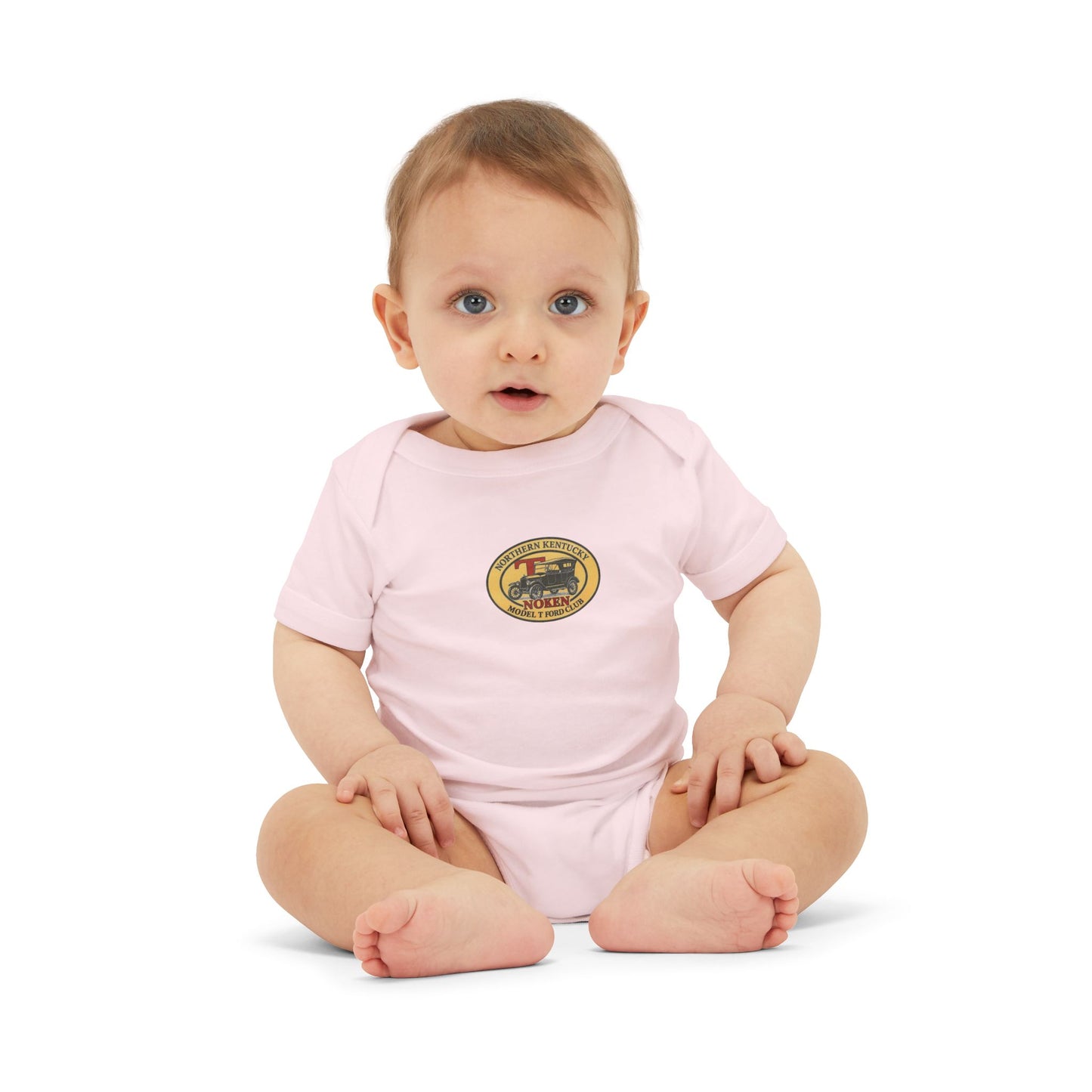 Infant Onesie with NoKen Model T Club logo - Baby Adventure Bodysuit