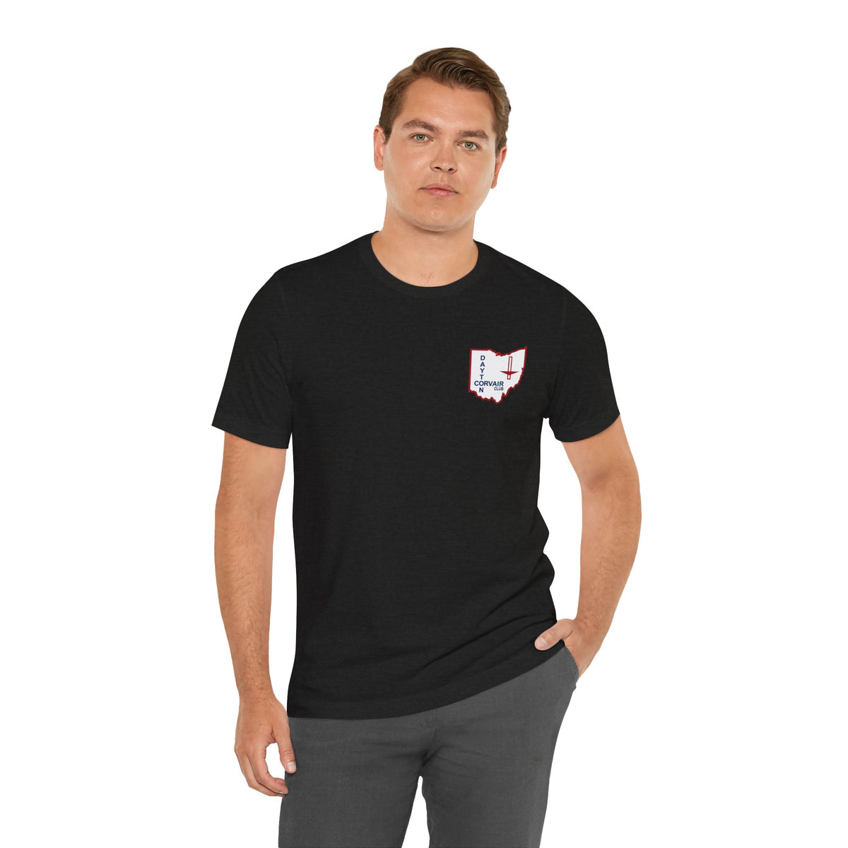 Dayton Corvair Club Unisex Jersey Short Sleeve Tee - Small Front Logo