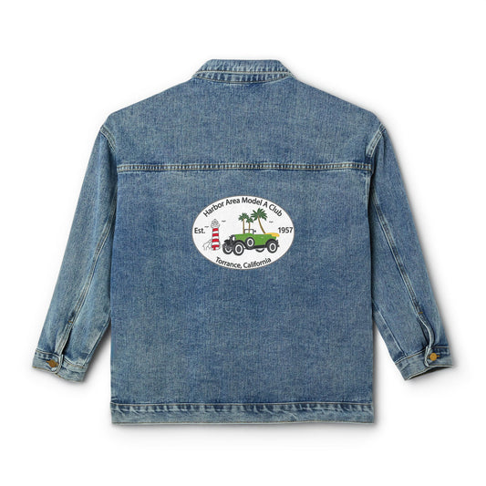 Vintage-Inspired Women's Denim Jacket with Classic Club Patch
