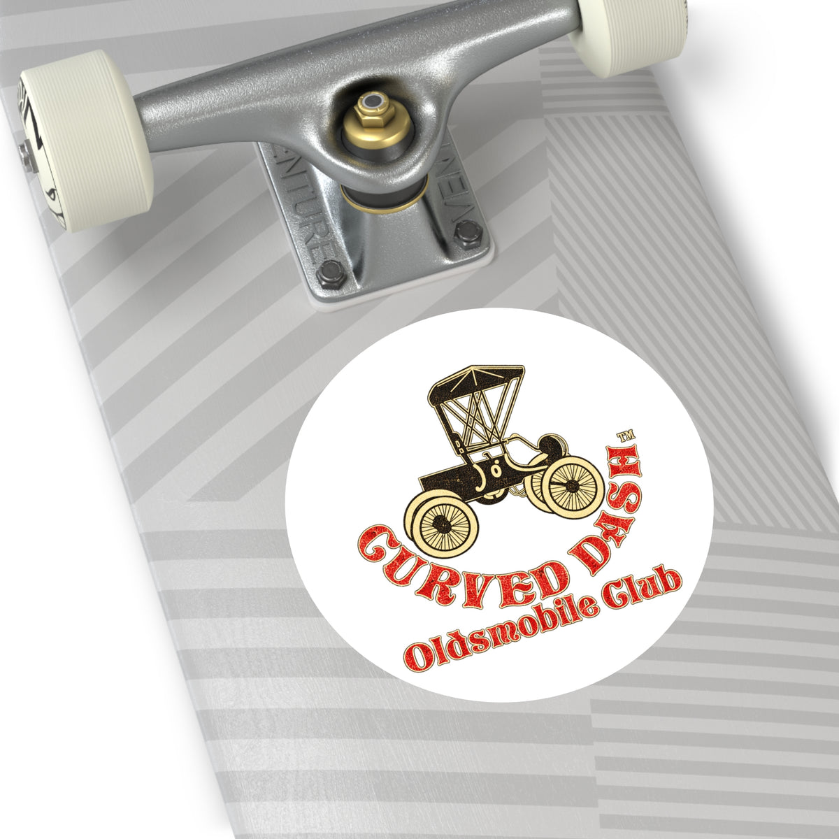 Curved Dash Oldsmobile Club Round Vinyl Sticker — Great for Windshields!