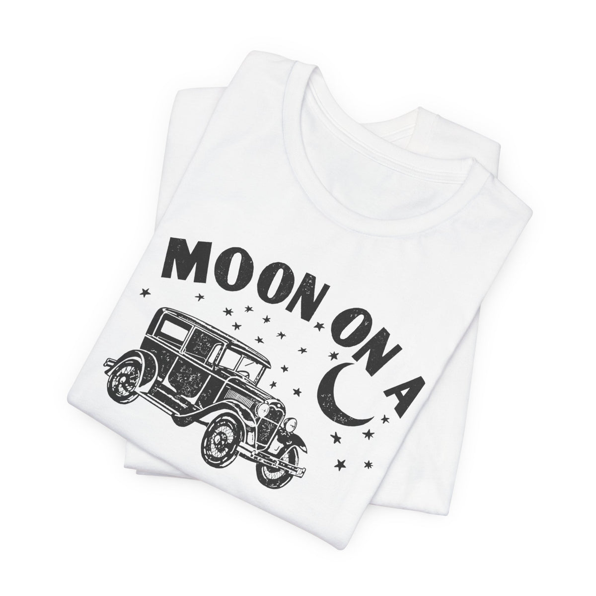 Moon On A Vintage Car T-Shirt — Retro Moon Graphic Tee