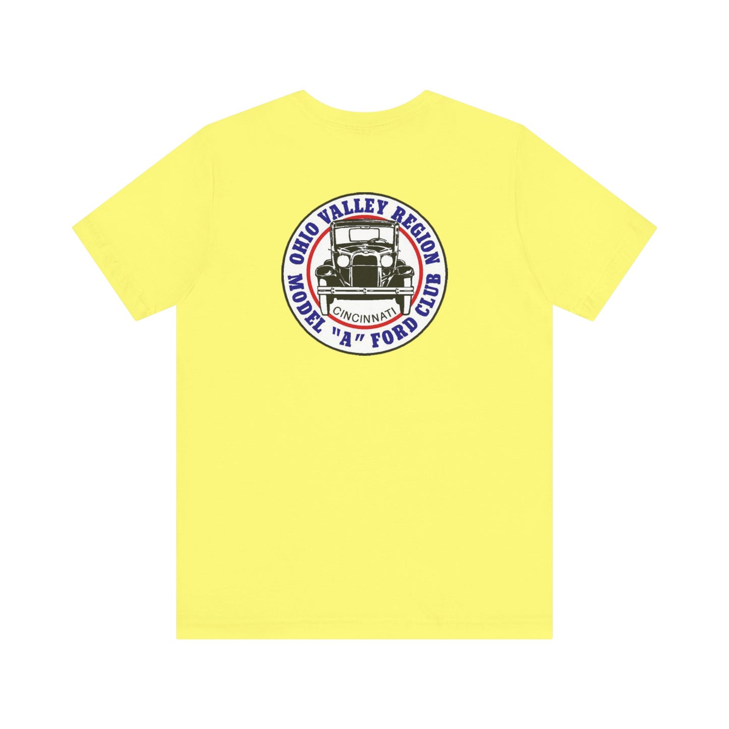 Ohio Valley Region Model A Ford Club (front and back logo) Unisex Jersey Short Sleeve Tee