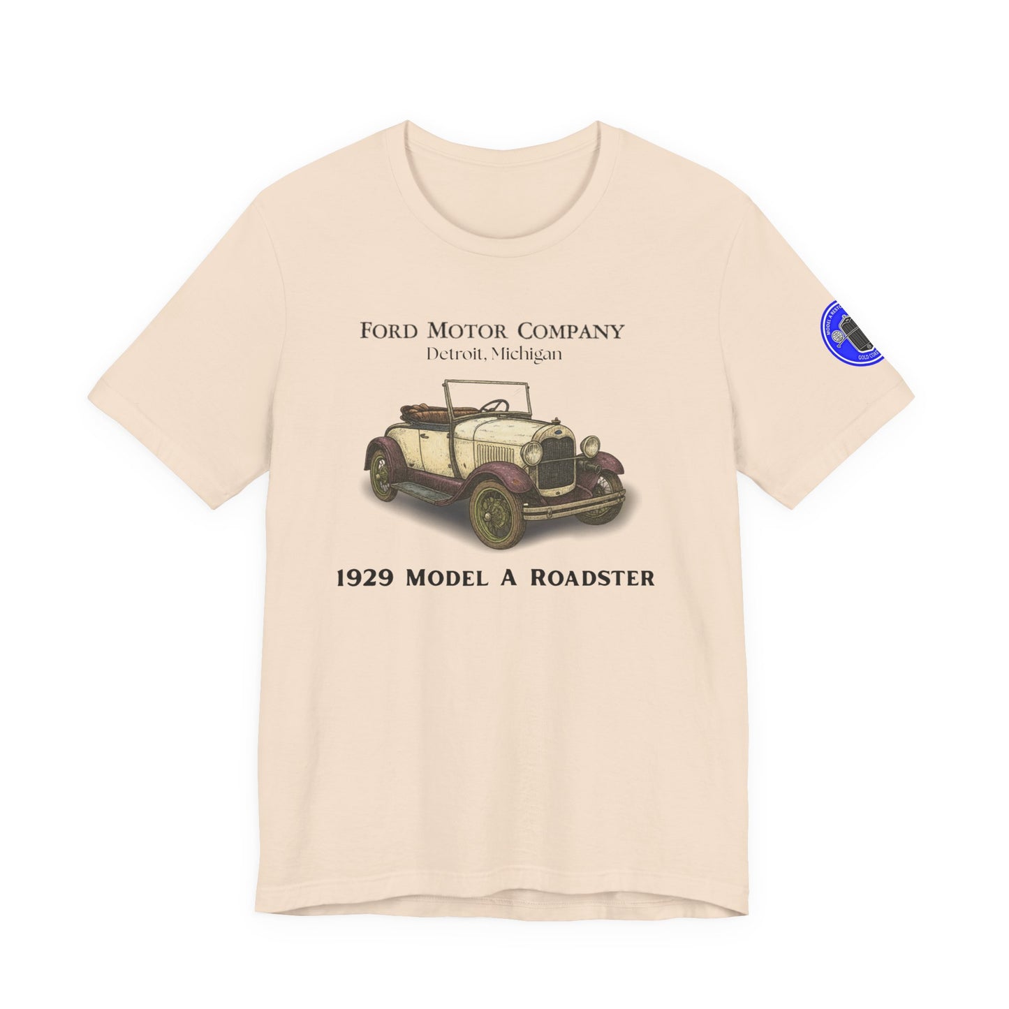 1929 Model A Ford Roadster T-Shirt – Gold Coast Logo on sleeve