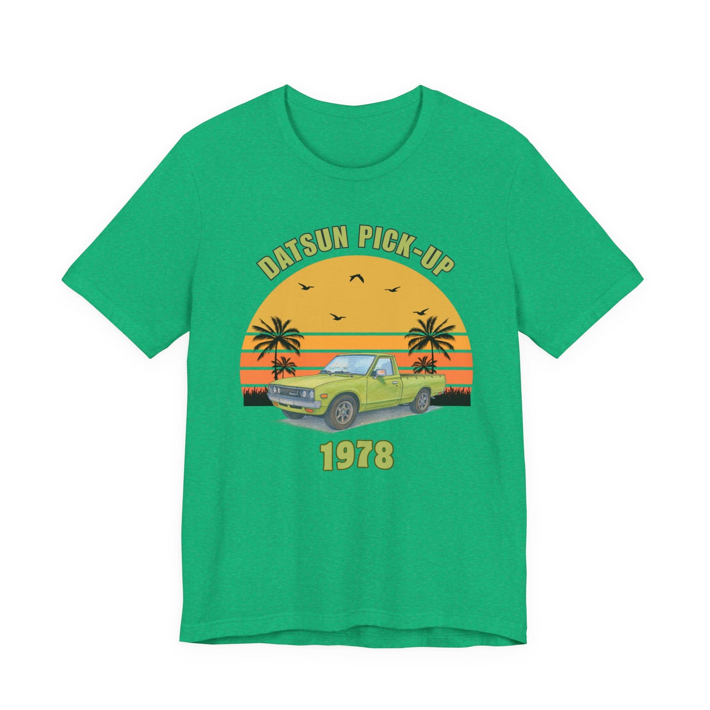 1978 Datsun Pickup Tee — Retro Sunset Palm Beach Truck Shirt
