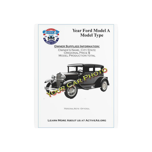 Active A's Ford Model A Club Metal Art Sign — “Southeast PA Active A’s” Vintage Car Emblem (Est. 1991)
