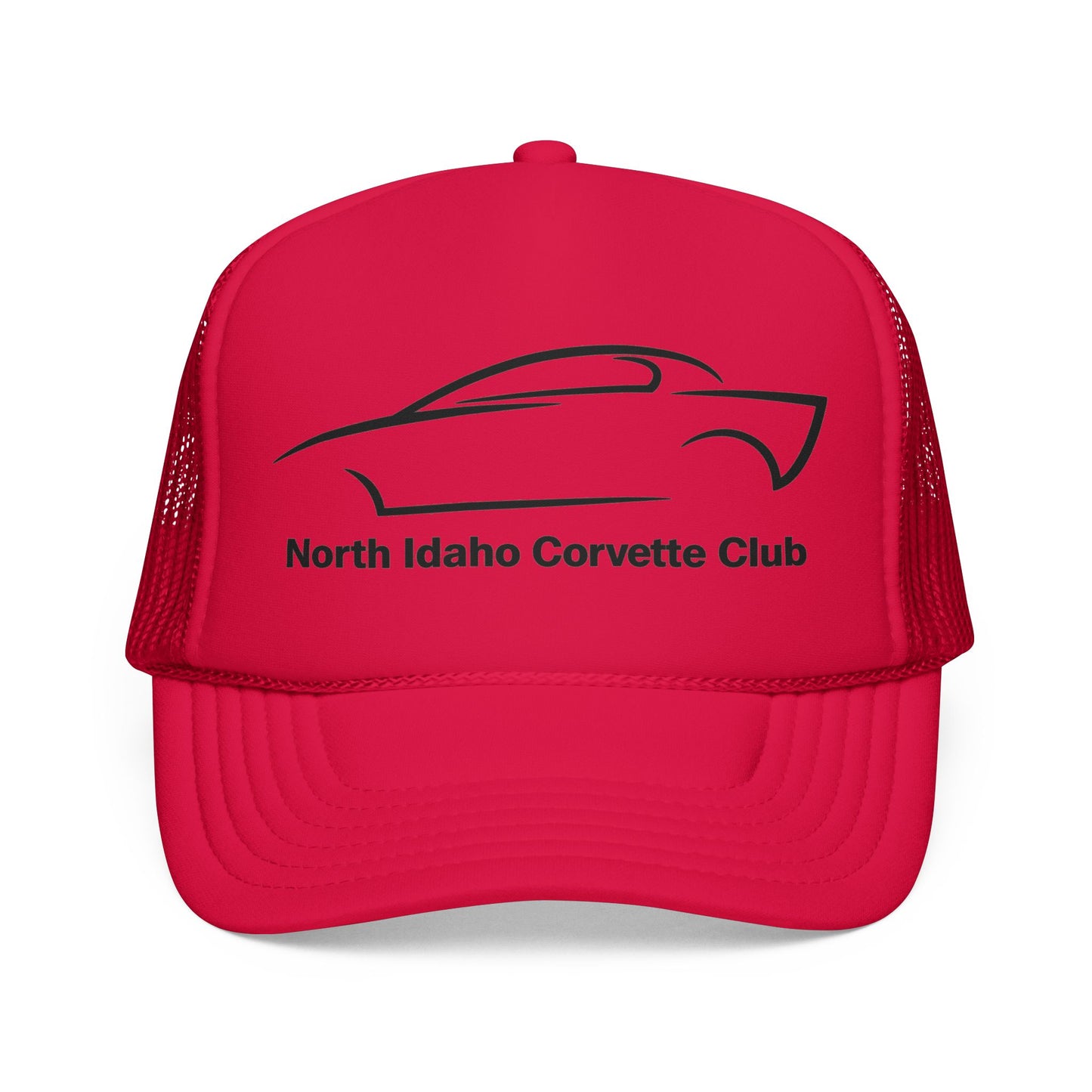 North Idaho Corvette Club Printed Trucker Hat – Classic Car Outline Foam Cap