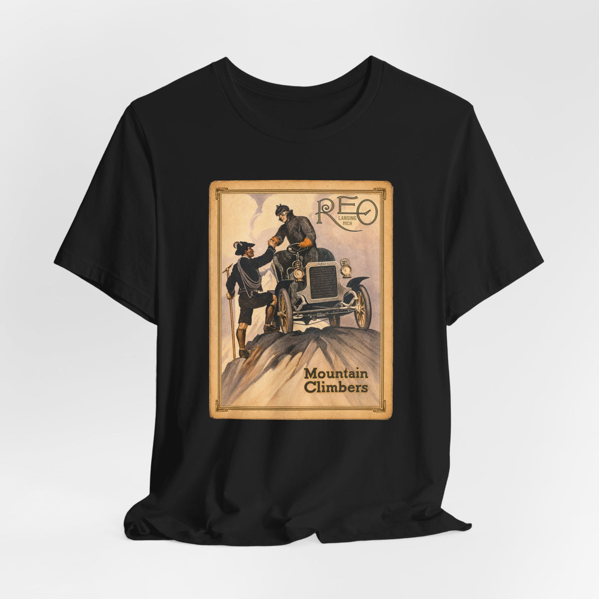 REO Lansing Michigan Mountain Climbers T-Shirt - Unisex Soft Short Sleeve Tee