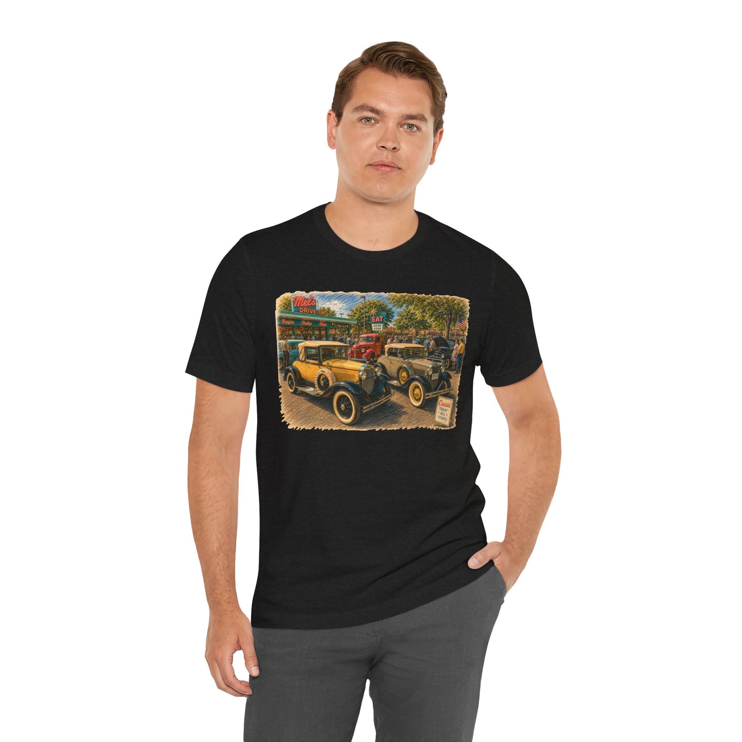 Mel's Drive-In Car Show T-Shirt — Unisex Jersey Short Sleeve Tee