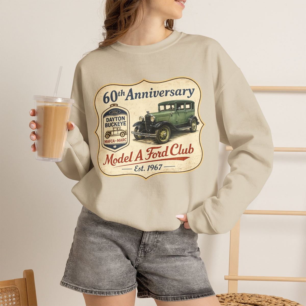 Dayton Buckeye Model A Ford Club 60th Anniversary Unisex Heavy Blend™ Crewneck Sweatshirt Gildan (SSG)