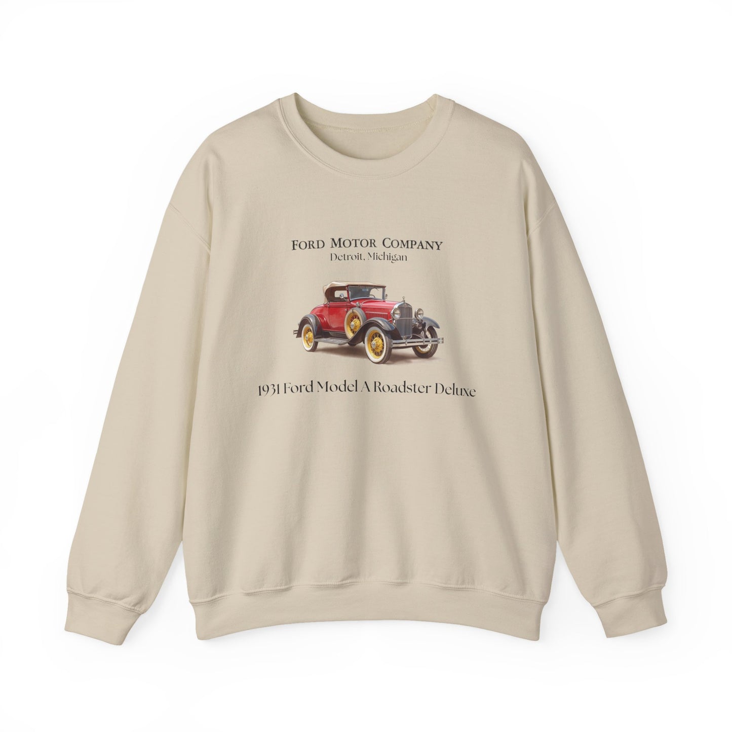 1931 Ford Model A Roadster Deluxe Sweatshirt – Vintage Car Graphic Crewneck