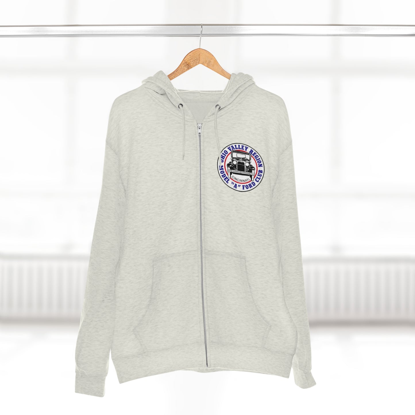 Ohio Valley Region Model A Ford Club (front and back logo) Unisex Zip Hoodie