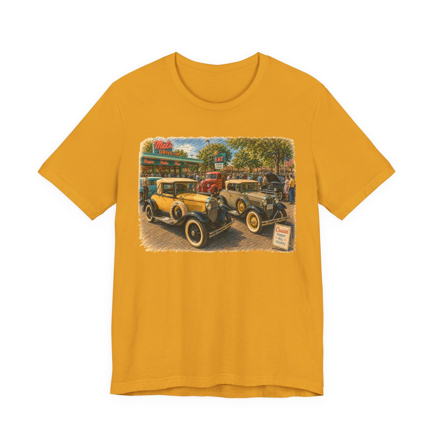 Mel's Drive-In Car Show T-Shirt — Unisex Jersey Short Sleeve Tee