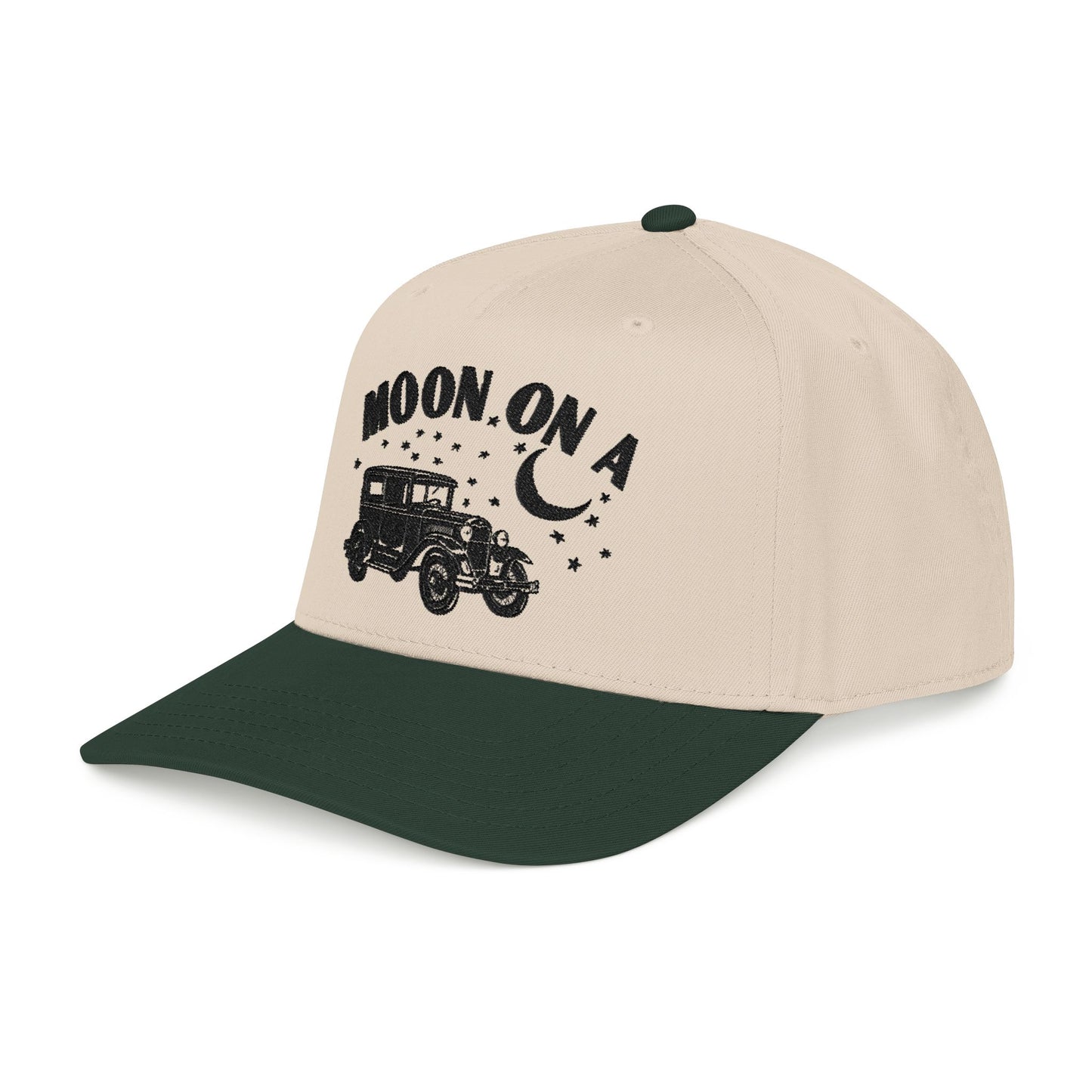 Moon On A - Embroidered Mid Profile Baseball Cap